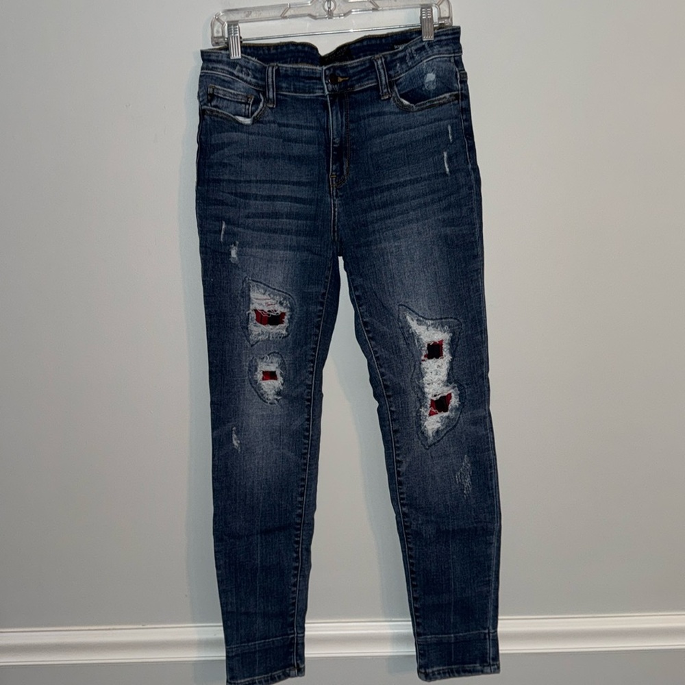 Judy Blue Jeans skinny fit with buffalo plaid detail 11 30